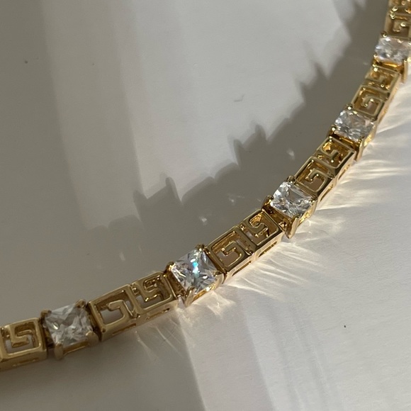 VTG Ross Simons sterling silver 925 CZ Greek key gold vermeil tennis bracelet - Picture 13 of 15